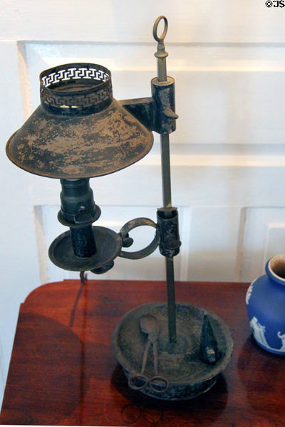 Adjustable height candlestick, now electrified at Home Sweet Home Museum. East Hampton, NY.