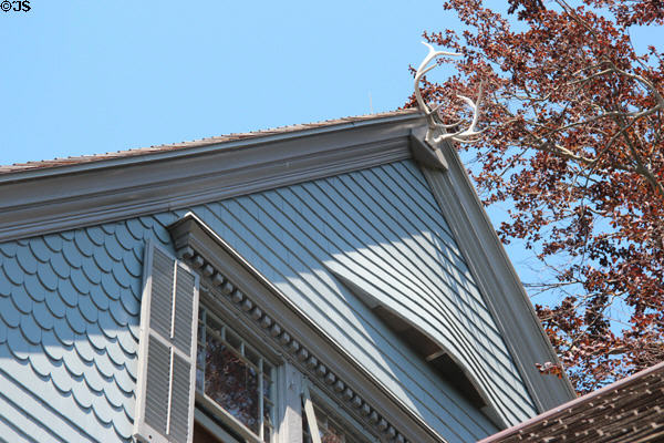 Antlers on Roosevelt house at Sagamore Hill National Historic Site. Cove Neck, NY.