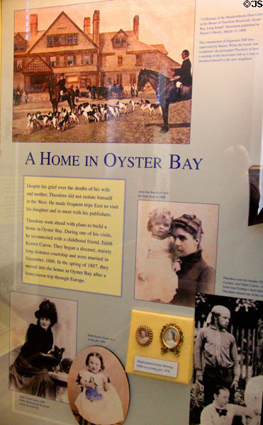Display on Teddy Roosevelt marriage to Edith Kermit Carow at Old Orchard Museum at Sagamore Hill NHS. Cove Neck, NY.
