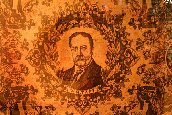 W.H. Taft image detail on cowboy tapestry at Taft House NHS. Cincinnati, OH.