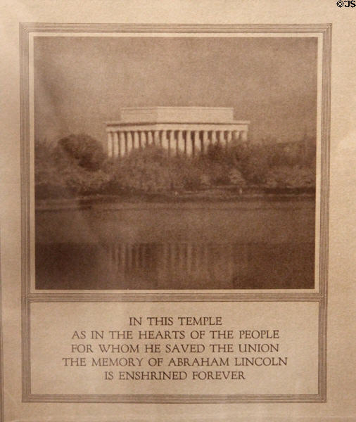Lincoln Memorial (1922) graphic related to work W.H. Taft did as chairman of the Lincoln Memorial Commission at Taft House NHS. Cincinnati, OH.