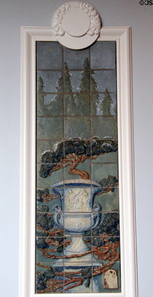 Architectural faience tile Four Seasons: winter (1907) by John Hamilton Delaney Wareham of Rookwood Pottery Co. of Cincinnati at Cincinnati Art Museum. Cincinnati, OH.