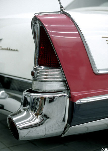 Tailfin of 1956 Packard Caribbean convertible at Packard Museum. Warren, OH.