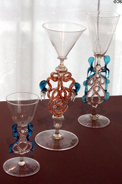 Netherland serpent goblets (c1625-1700) at Toledo Glass Pavilion. Toledo, OH.