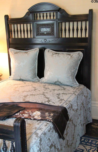 Bed (1878) made for President's daughter Fanny Hayes when she lived in White House at Hayes Presidential Home. Fremont, OH.