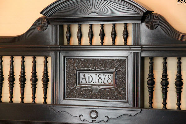 Details of 1878 Fanny Hayes bedstead at Hayes Presidential Home. Fremont, OH.