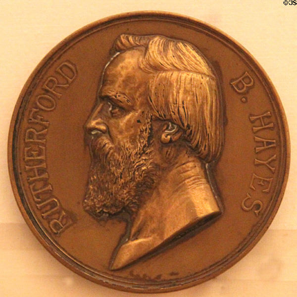 Rutherford B. Hayes presidential medal at Hayes Library. Fremont, OH.
