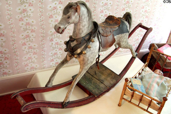 Rocking horse in John Wright Mansion at Historic Lyme Village Museum. Bellevue, OH.