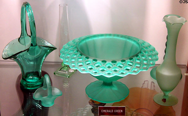 Emerald green glass at Tiffin Glass Museum. Tiffin, OH.