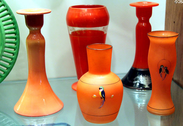 Peach colored glass at Tiffin Glass Museum. Tiffin, OH.