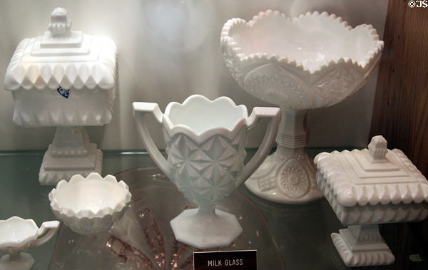 Milk glass at Tiffin Glass Museum. Tiffin, OH.