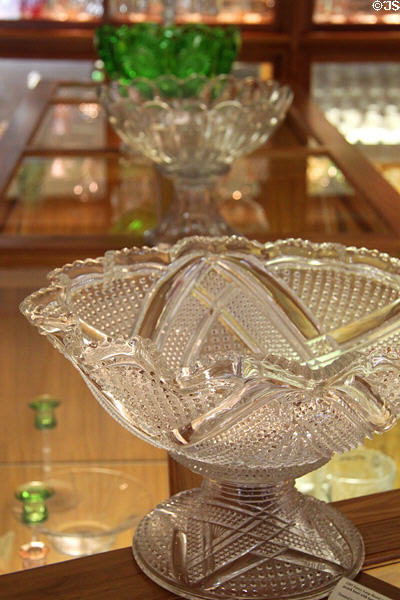 Punch bowls at National Heisey Glass Museum. Newark, OH.
