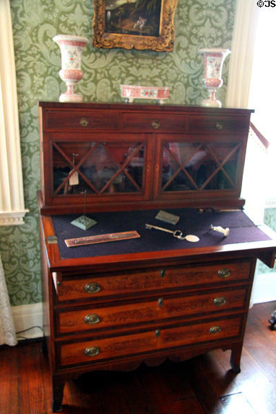 Dropfront desk in parlor at Sherwood-Davidson House. Newark, OH.