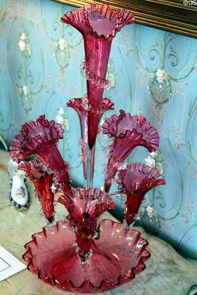 Glass floral stand at Sherwood-Davidson House. Newark, OH.