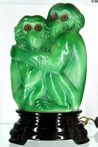 Glass monkey lamp (1920s) at National Museum of Cambridge Glass. Cambridge, OH.
