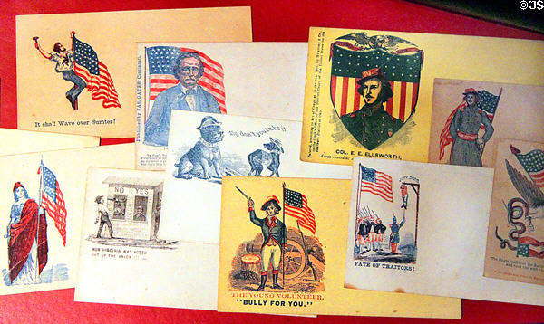 Civil War printed postcards (1860s) at Mathews House Museum. Zanesville, OH.