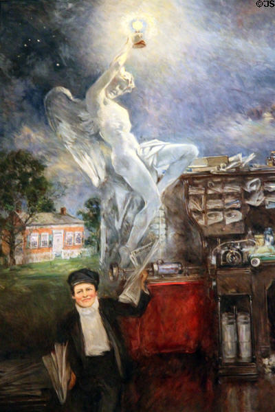 Detail of Dawn of a New Light painting of scenes about Thomas Edison (1950) by Howard Chandler Christy's at Ohio State Capitol. Columbus, OH.