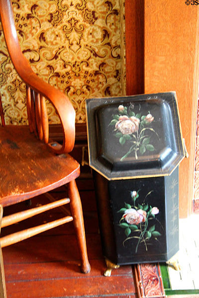 Coal bin beside fireplace in front parlor at The James Thurber House. Columbus, OH.