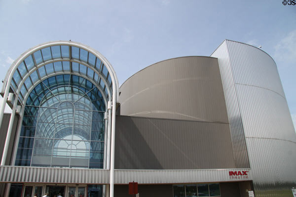 Entrance atrium & IMAX Theater (1991) at National Museum of the United States Air Force. Dayton, OH.