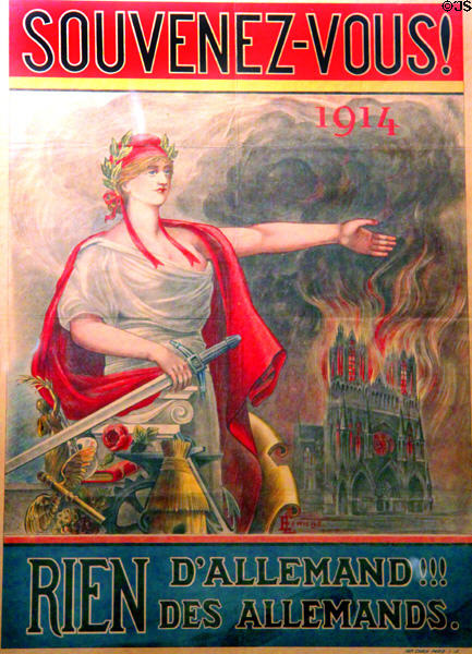 World War I poster (1915) to remember German invasion by Imp. Chaix of Paris at National Museum of USAF. Dayton, OH.