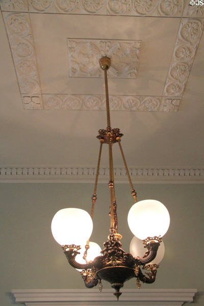 Entry hall lamp in Reese-Peters House. Lancaster, OH.