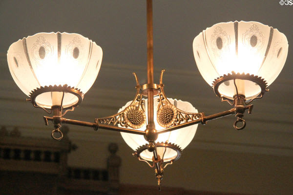 Parlor gas lamp at Reese-Peters House. Lancaster, OH.