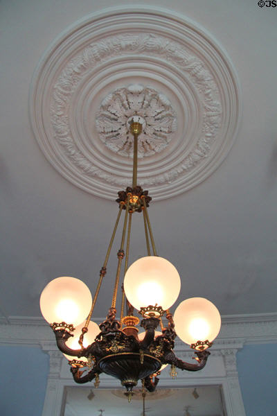Gas lamp & rondelle at Reese-Peters House. Lancaster, OH.