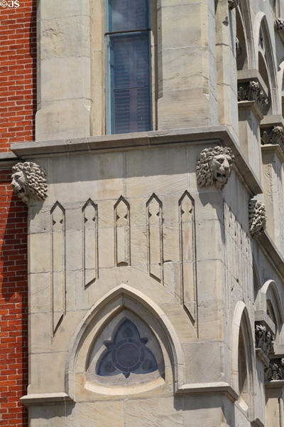 Lions on corner of Sidney Monumental Building. Sidney, OH.