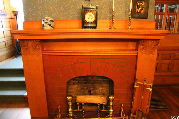 Fireplace in central hall of James A. Garfield home. Mentor, OH.
