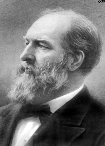 James A. Garfield print portrait at Garfield home. Mentor, OH.