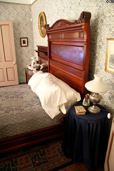 Headboard in President Garfield's bedroom at Garfield home. Mentor, OH.