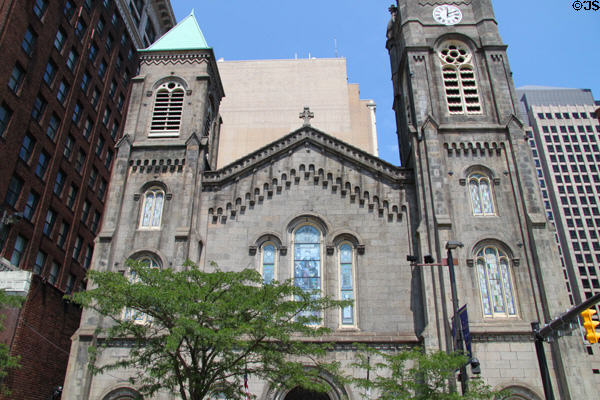Front facade of Old Stone Church. Cleveland, OH.