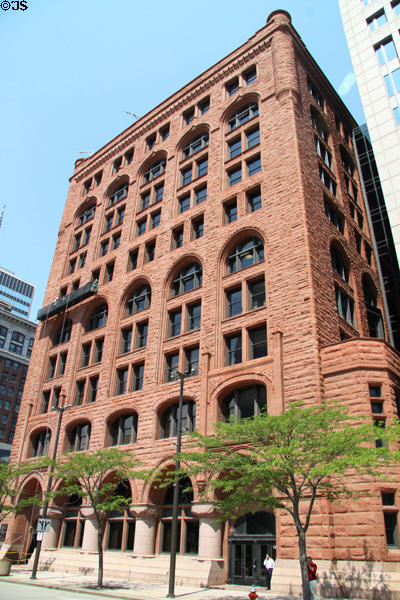 Society for Savings Building (aka Society National Bank) (1889) (10 floors) (Public Square). Cleveland, OH. Architect: John Wellborn Root of Burnham & Root. On National Register.