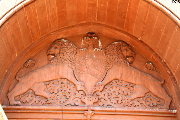Society for Savings Building crest with two lions. Cleveland, OH.