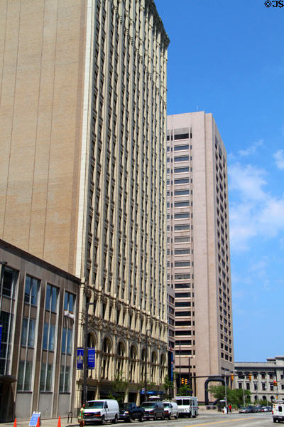 Ontario St. streetscape with The Standard Building & Justice Center. Cleveland, OH.