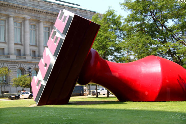 Free Stamp sculpture (1991) by Claes Coosje Oldenburg van Bruggen in Willard Park (Lakeside Ave. near E. 9th St.). Cleveland, OH.