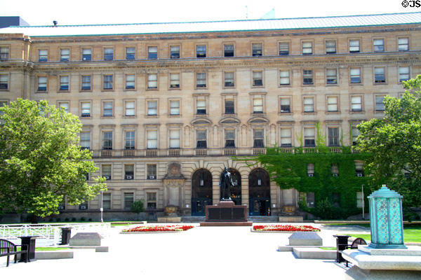 Cleveland Public Auditorium with statue of Abraham Lincoln. Cleveland, OH.