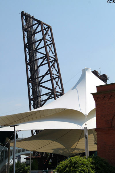 Railway jackknife bridge over Cuyahoga River. Cleveland, OH.