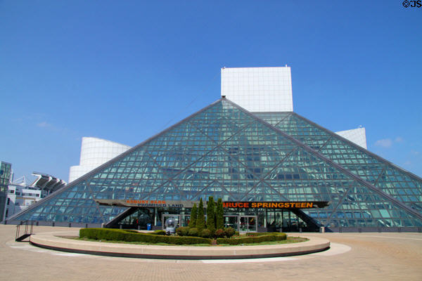 Glass pyramids of Rock & Roll Hall of Fame. Cleveland, OH.