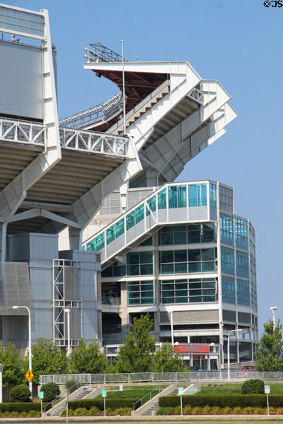 Exterior details of Cleveland Browns Stadium. Cleveland, OH.