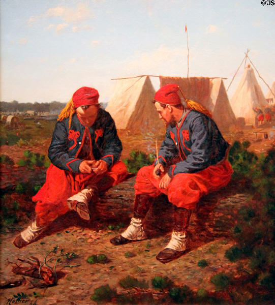 Brierwood Pipe painting of two Civil War Union soldiers (1864) by Winslow Homer at Cleveland Museum of Art. Cleveland, OH.