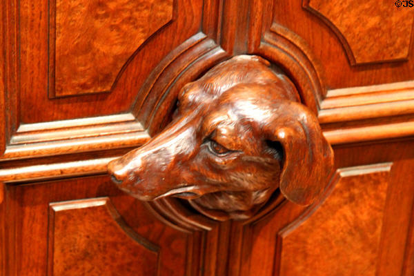 American sideboard carved dog detail (c1855) attrib. to Joseph Alexis Bailly at Cleveland Museum of Art. Cleveland, OH.