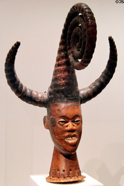 Ejagham wooden & skin headdress (early 1900s) from Guinea Coast, Nigeria at Cleveland Museum of Art. Cleveland, OH.
