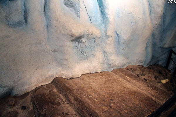 Display of how glaciers grooved limestone bedrock at Cleveland Museum of Natural History. Cleveland, OH.