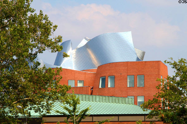 Metal over brick of Frank Gehry's Peter B. Lewis Building at Case Western Reserve University. Cleveland, OH.