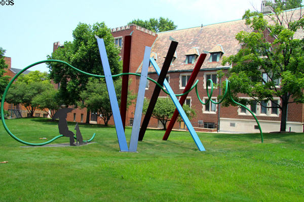 Snow Fence sculpture (1981) by Gene Kangas in Claud Foster Park at Case Western Reserve University. Cleveland, OH.