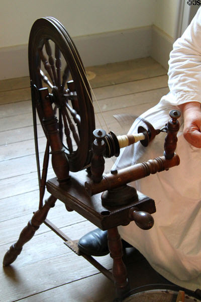 Spinning wheel in Jonathan Hale House at Hale Farm. Cleveland, OH.