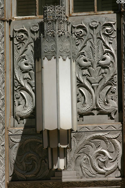 Hexagonal Art Deco lamp on First National Center. Oklahoma City, OK.