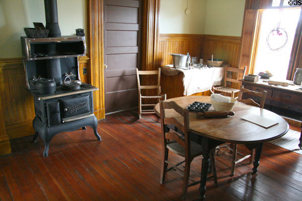 Kitchen with stove in Flavel House. Astoria, OR.