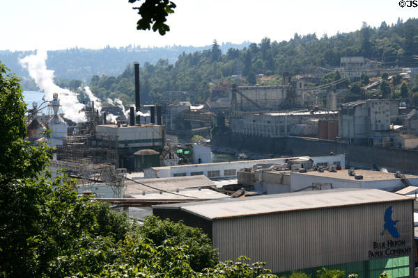 Oregon City mills from McLoughlin Promenade. Oregon City, OR.